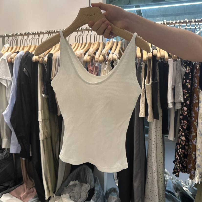 HONG.U東大門實拍韓國女士新品26夏季熱賣吊帶背心U領無袖HONG.U吊帶/背心