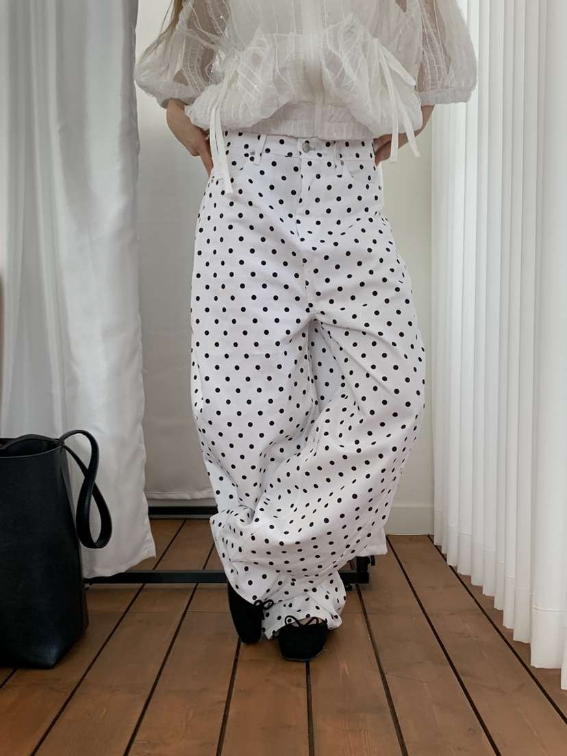 MAISONDEGLORY韓國東大門代購女士新品人氣推薦休閑褲圓點MAISON DE GLORY休閑褲