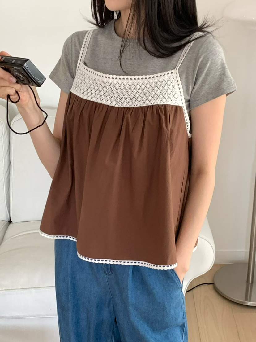 BINUS韓國東大門直郵女士新品26夏季時尚吊帶背心鉤針編織BINUS吊帶/背心
