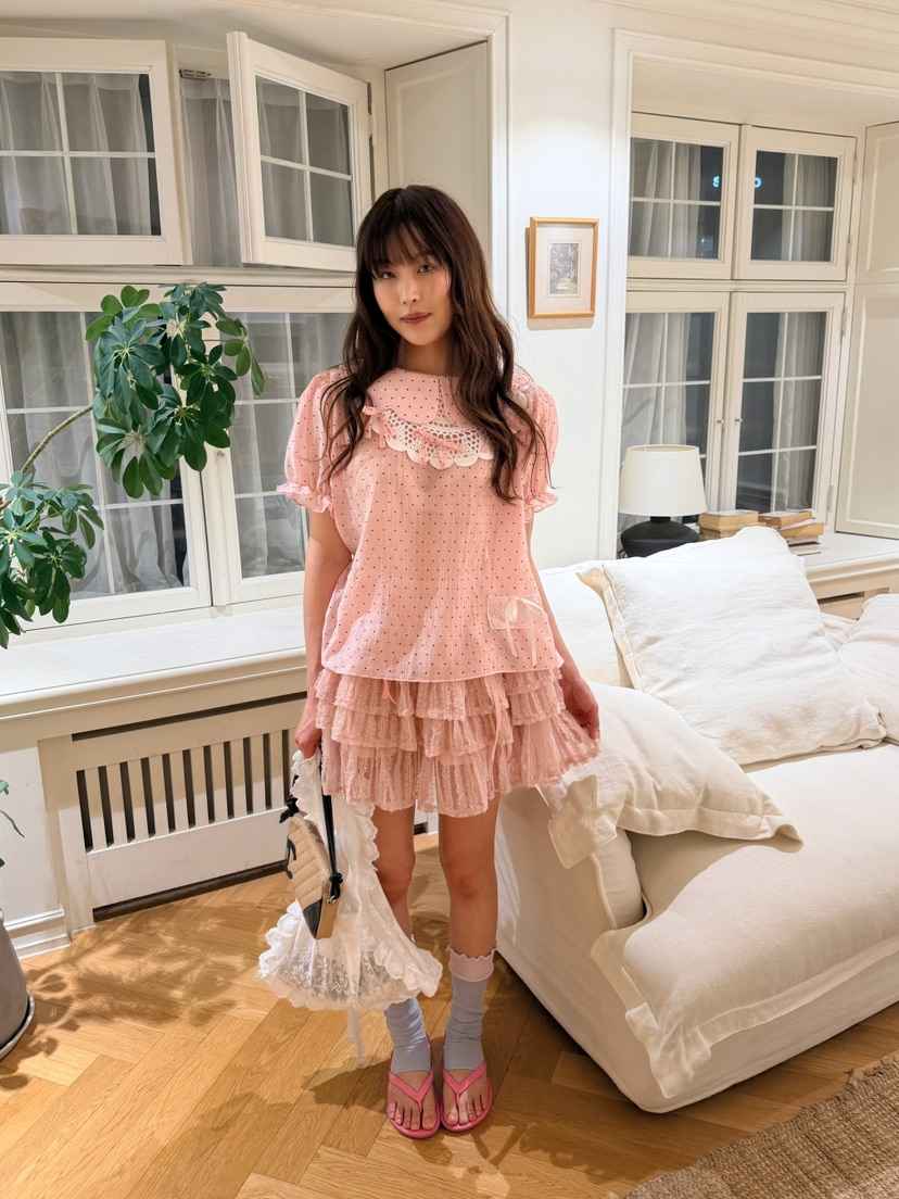 BOUTIQUE-L韓國直郵女裝新品時尚熱賣人氣襯衫蕾絲衫圓點BOUTIQUE-L襯衫/蕾絲衫