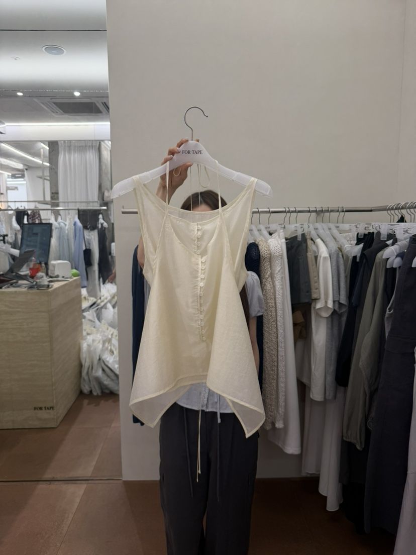 FOR TAPE韓國直郵女裝新款人氣推薦休閑熱賣吊帶背心紐扣FOR TAPE吊帶/背心