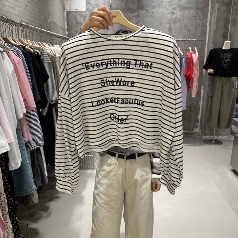 JUNI韓國直郵實拍女士新品時尚熱賣休閑推薦26夏季長袖T恤my juni長袖T恤