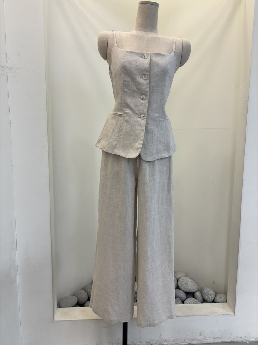 THE LOW韓國東大門代購女裝新品推薦26夏季套裝兩件套亞麻THE LOW套裝
