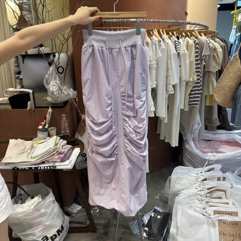 MIENNE韓國直郵女士新品推薦26夏季人氣時尚休閑長裙褶皺MIENNE長裙