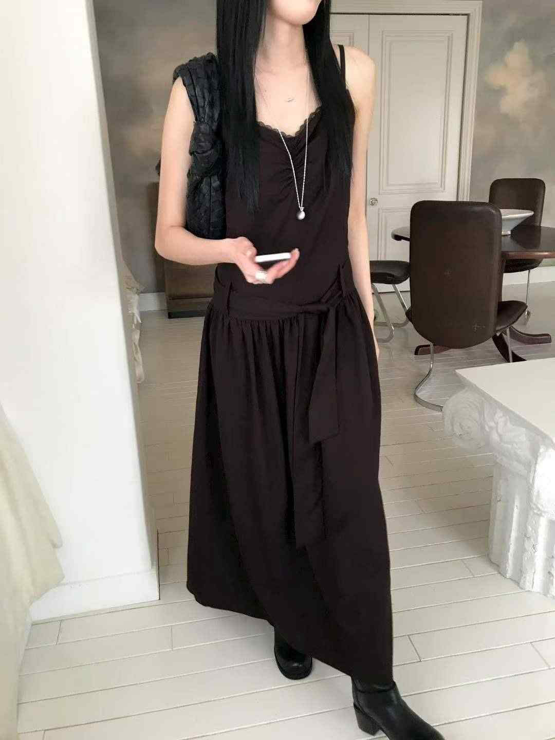AVANDACE東大門實拍韓國女裝新品熱賣時尚推薦連衣裙含腰繩AVANDACE連衣裙