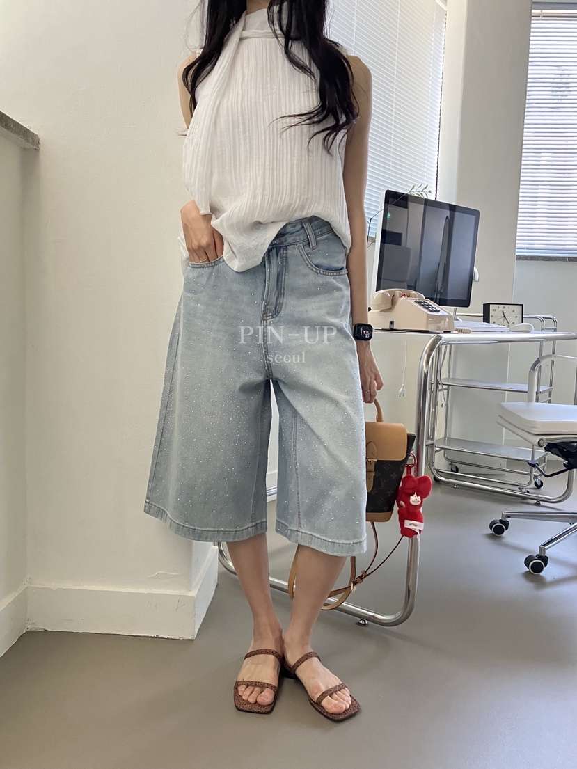 PIN-UP韓國直郵女士新品時尚休閑人氣熱賣26夏季短褲串珠PIN-UP短褲