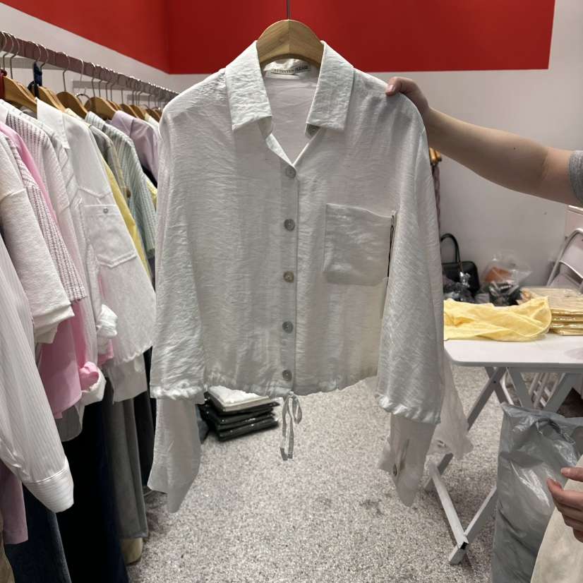 ATPZ韓國東大門直郵女士新品熱賣襯衫蕾絲衫不含內搭珍珠ATTENTION PLEAES襯衫/蕾絲衫