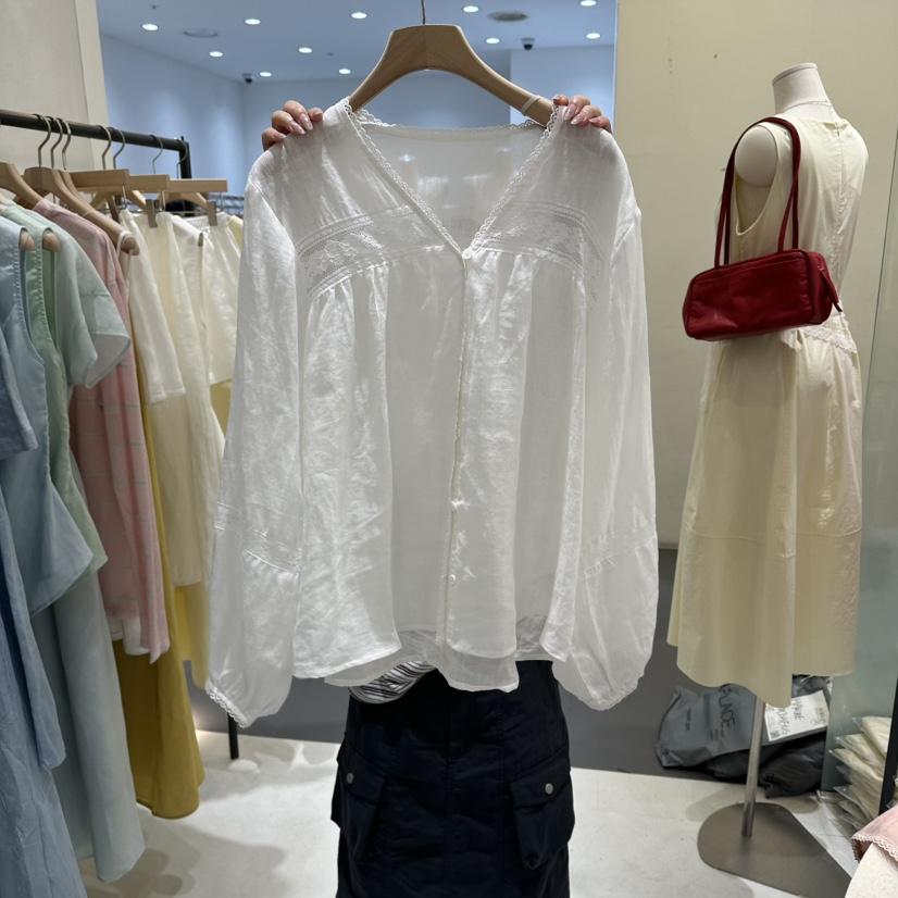 AURA韓國代購女裝新品推薦熱賣26夏季休閑時尚襯衫蕾絲衫Au ra襯衫/蕾絲衫