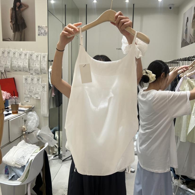 YUNBAL東大門實拍韓國女士新款推薦吊帶背心褶皺雙層無袖YUNBAL吊帶/背心