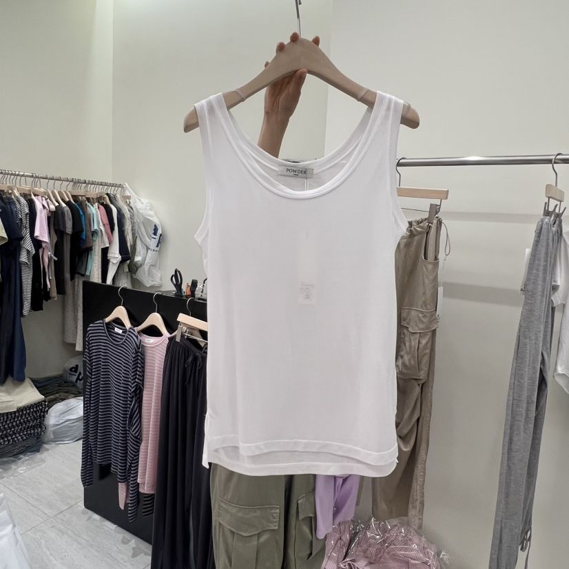 POWDER韓國代購女裝新款熱賣26夏季人氣休閑時尚T恤天絲無袖POWDERT恤