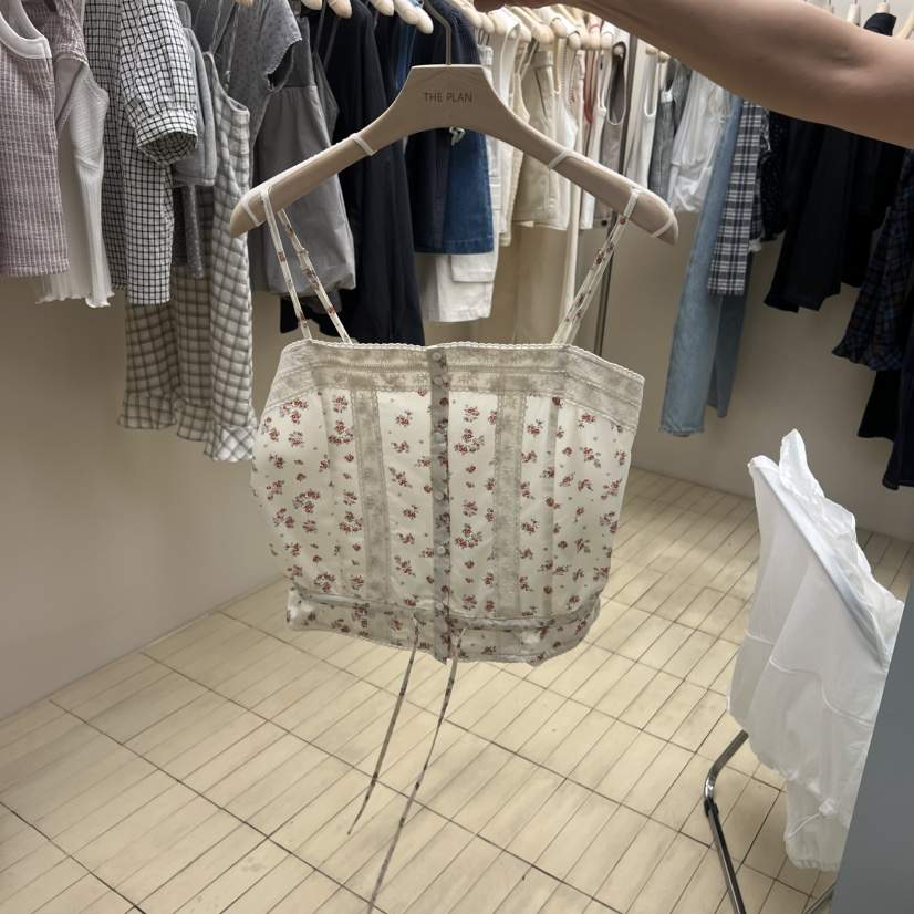 THEPLAN韓國代購女裝新品26夏季休閑吊帶背心小碎花蕾絲無袖THE PLAN吊帶/背心