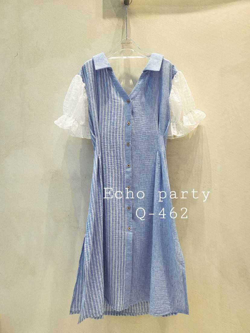 ECHOPARTY韓國直郵實拍女裝新款時尚人氣26夏季連衣裙褶裥ECHOPARTY連衣裙