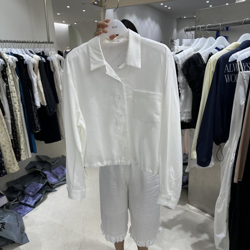 BENE韓國直郵女士新品熱賣人氣休閑26夏季襯衫蕾絲衫亞麻BENE襯衫/蕾絲衫