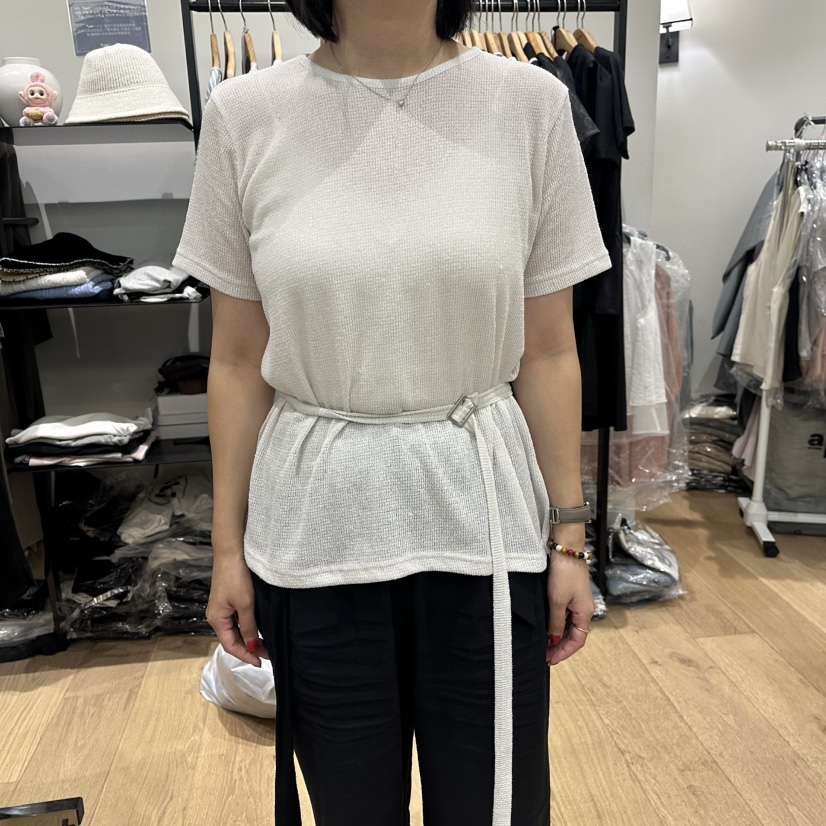M.G.N韓國代購女士新品人氣時尚26夏季T恤含繩腰帶亞麻MAGNETT恤