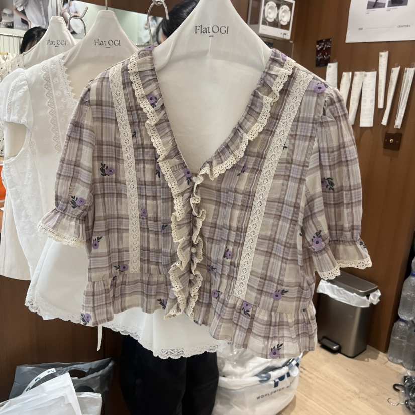 OGI韓國東大門直郵女裝新品26夏季時尚休閑熱賣襯衫蕾絲衫FLat OGI襯衫/蕾絲衫