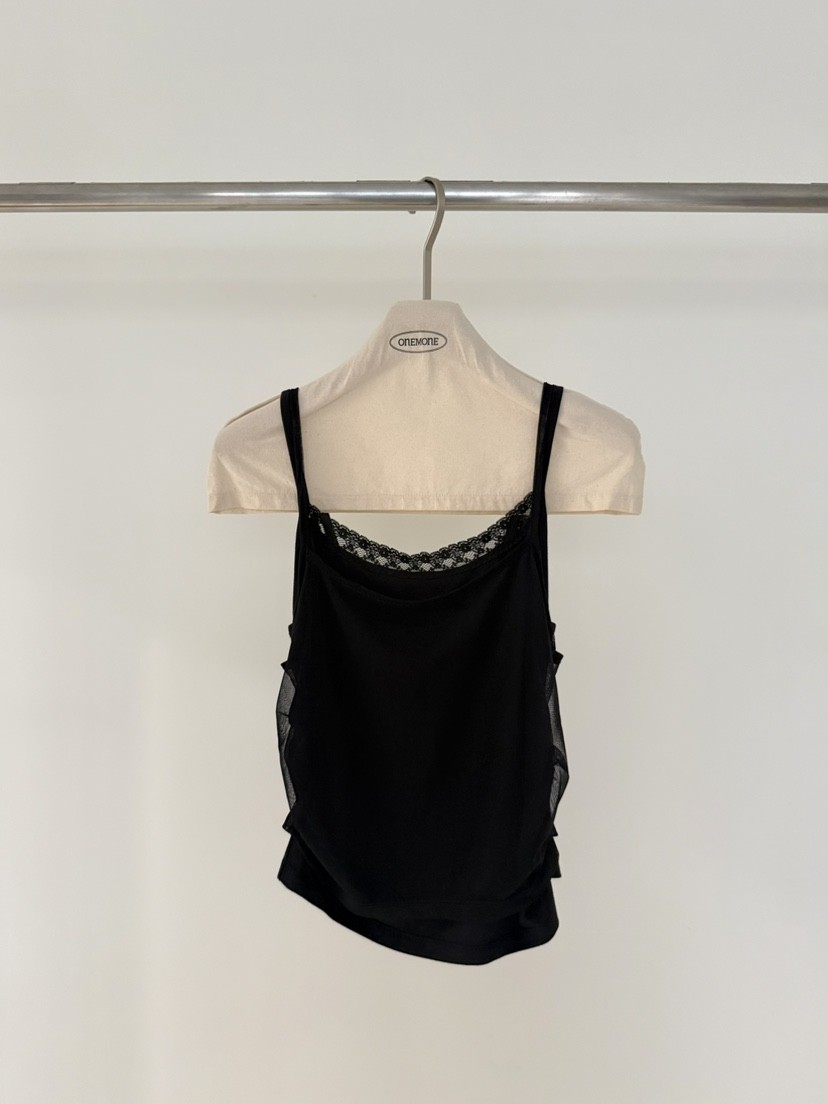 ONE MONE韓國代購女裝新款時尚26夏季吊帶背心假兩件網眼無袖ONE MONE吊帶/背心