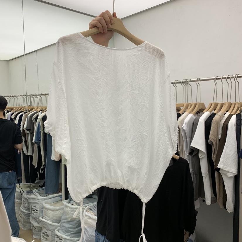 MOI-A韓國東大門代購女裝新品人氣26夏季襯衫蕾絲衫格子透明MOI-A襯衫/蕾絲衫