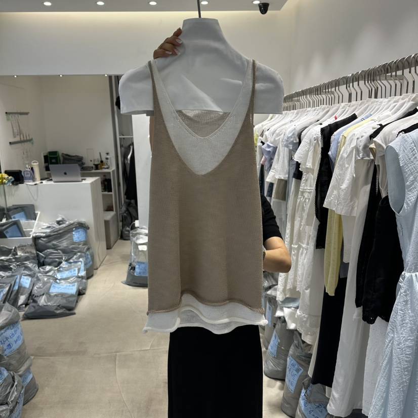 RICH SISTER韓國代購女裝新品26夏季吊帶背心假兩件雙面RICH SISTER吊帶/背心