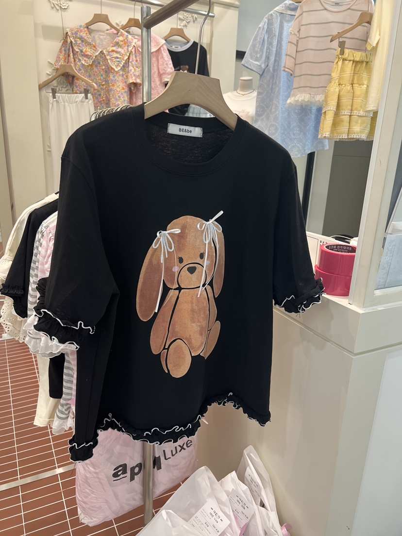BE&amp;BE韓國東大門代購女裝新品26夏季熱賣人氣T恤絲帶BE&beT恤