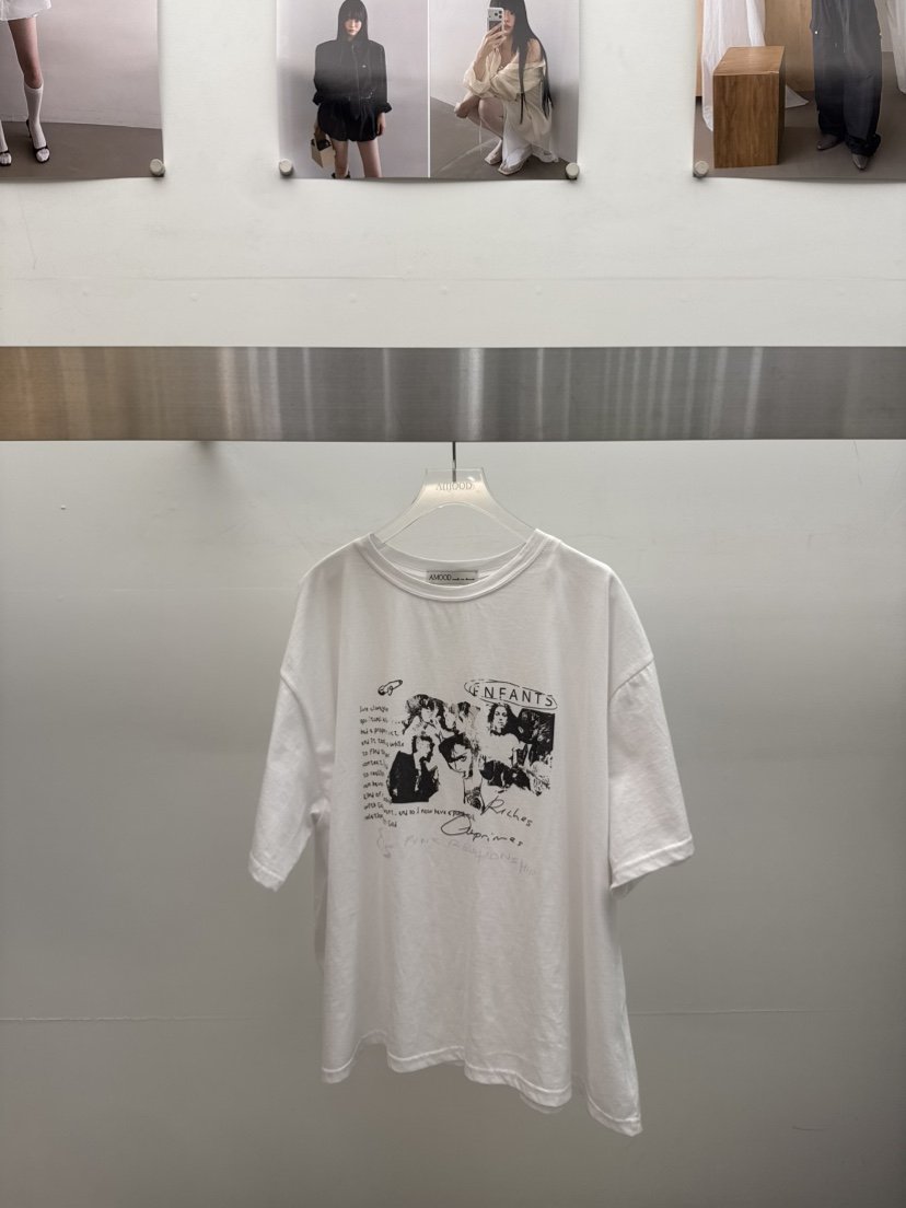 AMOOD韓國代購女士新品26夏季熱賣時尚休閑推薦人氣T恤印花AMOODT恤