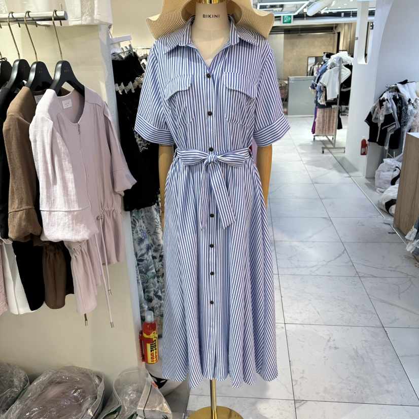 BIKINI韓國直郵女裝新品熱賣26夏季休閑時尚人氣連衣裙條紋BIKINI連衣裙
