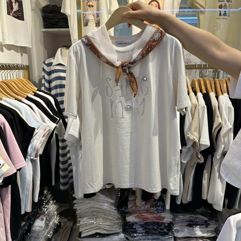 COCO HOLIC韓國代購女士新品推薦人氣時尚T恤含圍巾套裝COCO HOLICT恤