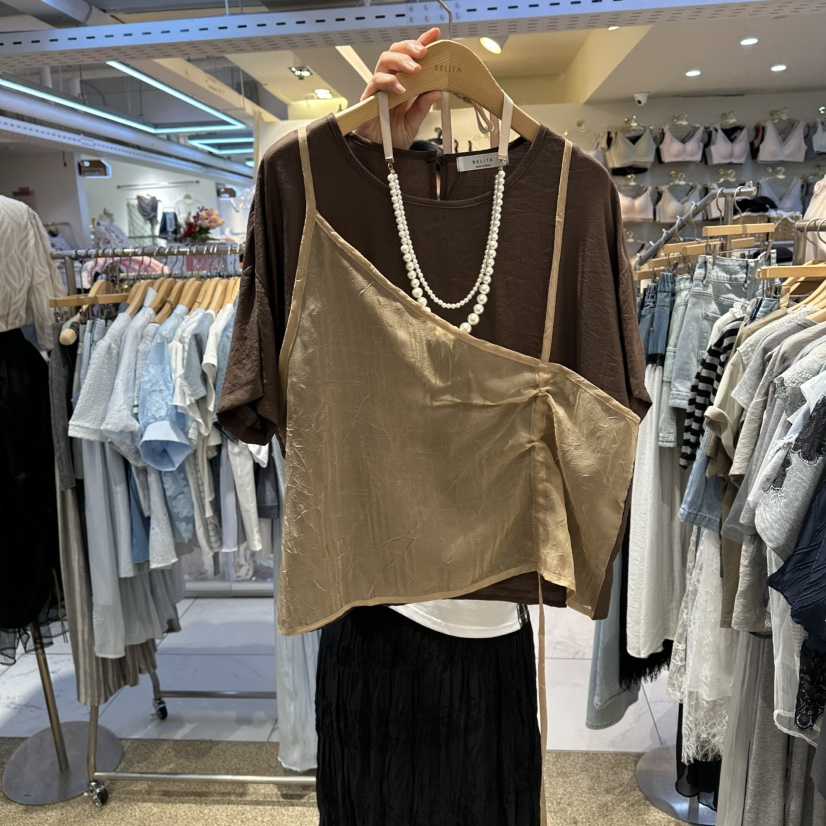BELITA韓國直郵實拍女士新品26夏季推薦T恤不含配飾假兩件BELITAT恤