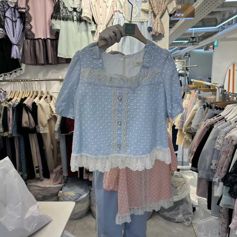 PAPA韓國東大門代購女士新品熱賣休閑推薦26夏季襯衫蕾絲衫Papaine/HALMADE襯衫/蕾絲衫