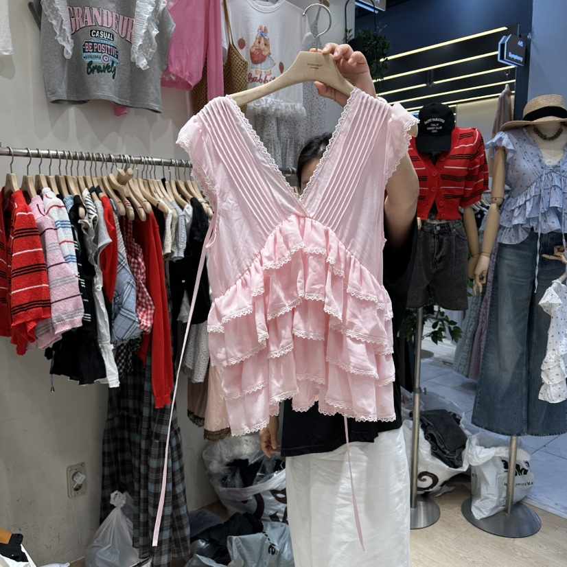UNDERSTAR_VINTAGE東大門實拍韓國女裝新品時尚吊帶背心雪紡UNDERSTAR_VINTAGE吊帶/背心