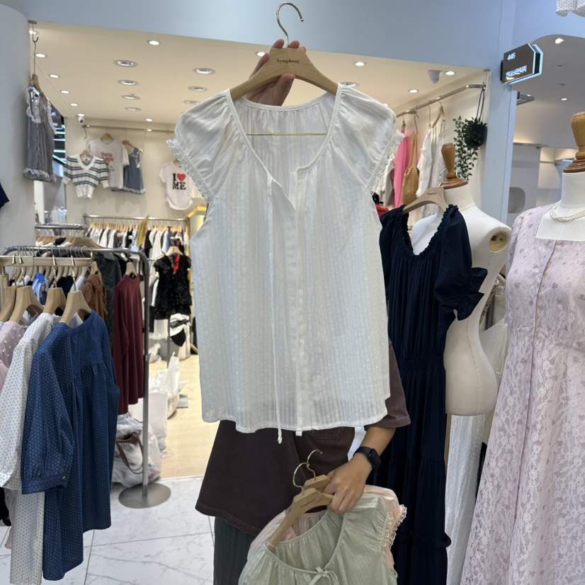 SYMPHONY韓國代購女裝新品時尚人氣推薦休閑襯衫蕾絲衫棉布SYMPHONY襯衫/蕾絲衫