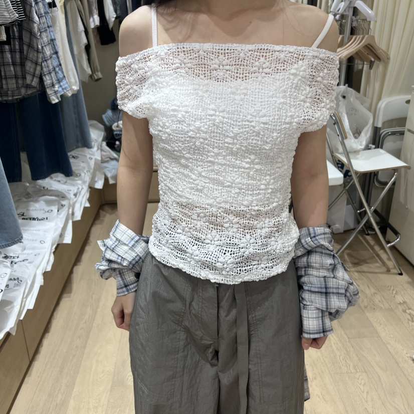 MEMOIRE韓國直郵女裝新款推薦26夏季休閑襯衫蕾絲衫不含內搭MEMOIRE襯衫/蕾絲衫