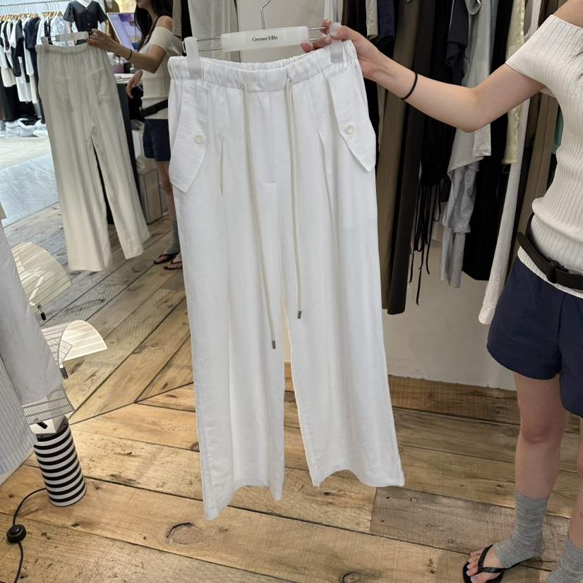 CREAM VILLA韓國東大門代購女裝新品26夏季休閑褲亞麻CREAM VILLA休閑褲