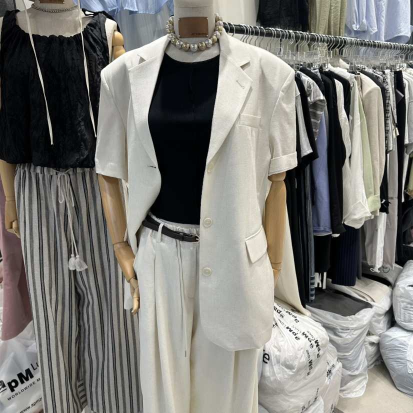AT THE END韓國代購女士新款26夏季夾克不含內搭亞麻布AT THE END夾克