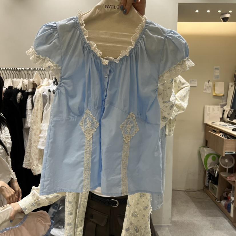 BY FLOW韓國東大門直郵女士新品休閑26夏季人氣襯衫蕾絲衫BY FLOW襯衫/蕾絲衫