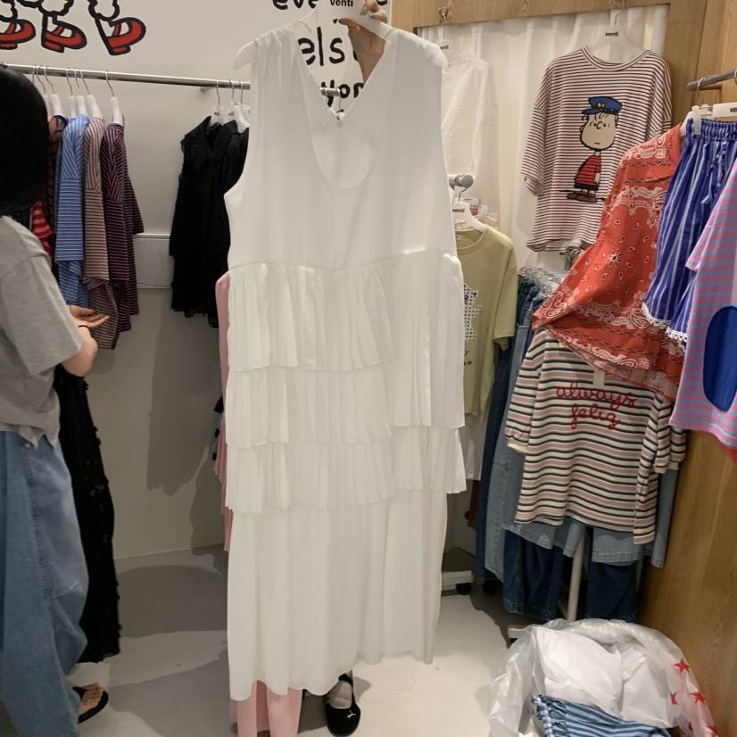 VENTI韓國直郵女裝新款時尚26夏季休閑熱賣人氣連衣裙褶裥VENTI連衣裙