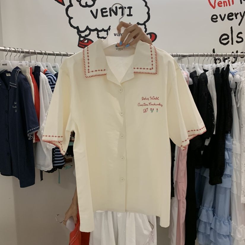 VENTI韓國直郵女士新品時尚26夏季休閑推薦人氣襯衫蕾絲衫VENTI襯衫/蕾絲衫