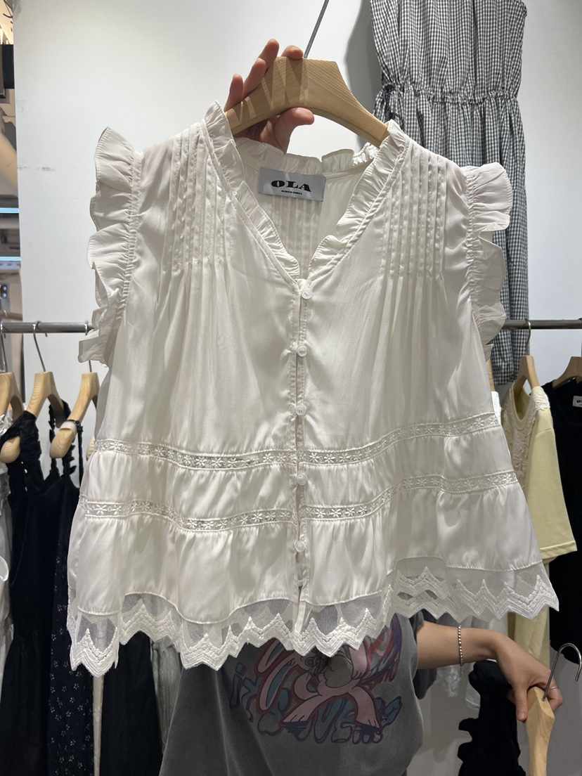 OLA韓國直郵實拍女士新品休閑人氣推薦熱賣26夏季襯衫蕾絲衫mellor/OLA襯衫/蕾絲衫