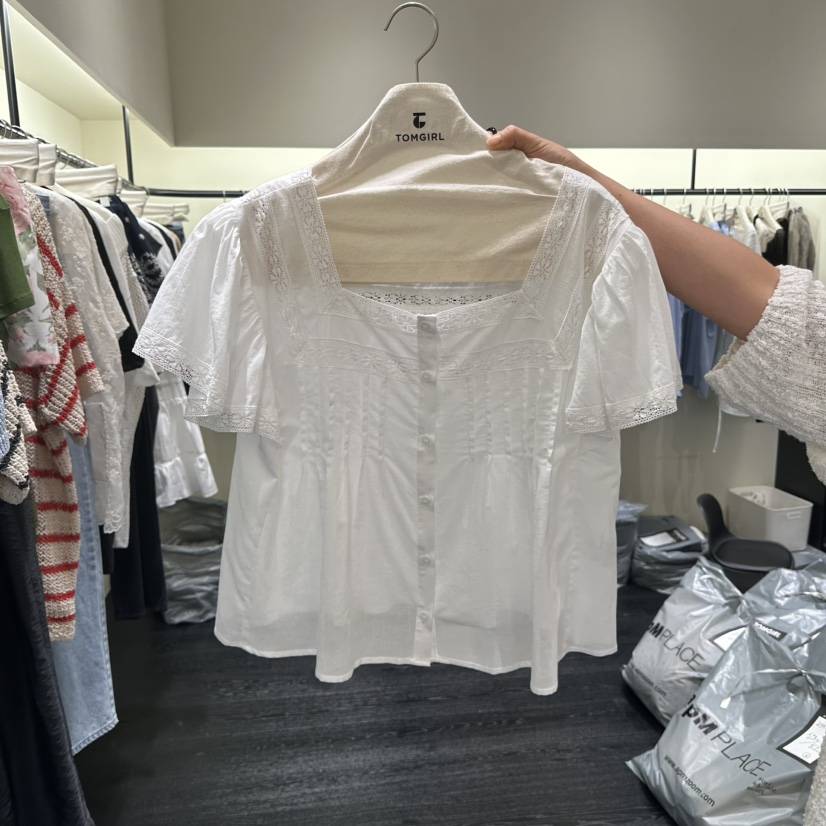 TOMGIRL韓國東大門直郵女士新品時尚26夏季休閑襯衫蕾絲衫TOMGIRL襯衫/蕾絲衫