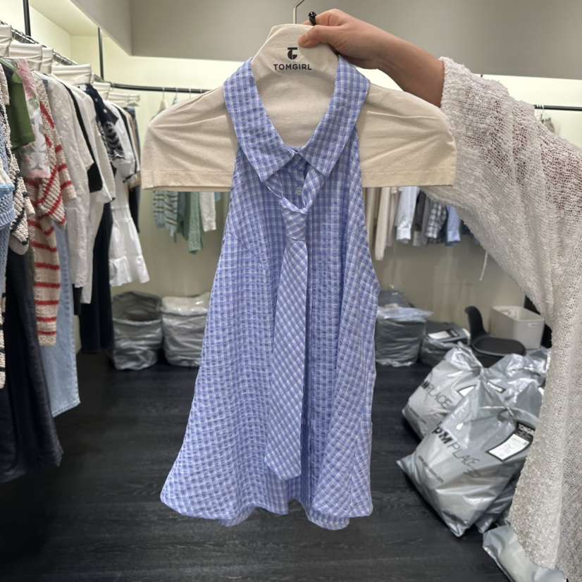 TOMGIRL東大門實拍韓國女士新品26夏季人氣吊帶背心含領帶TOMGIRL吊帶/背心