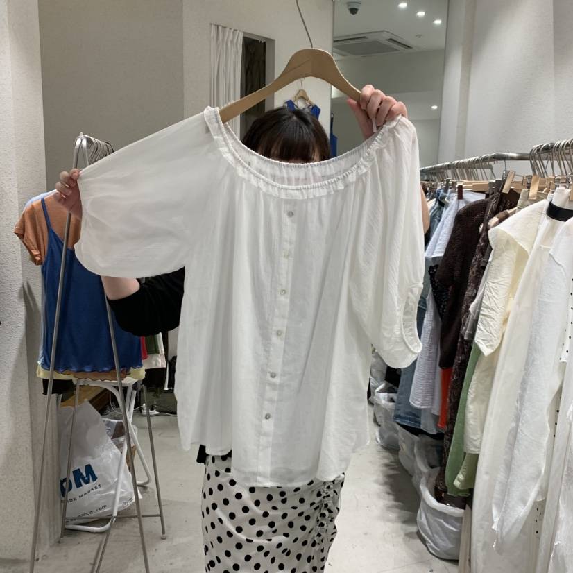 SSEMIENNE韓國直郵女士新款熱賣26夏季襯衫蕾絲衫露肩亞麻SSENIQUE/SSEMIENNE襯衫/蕾絲衫