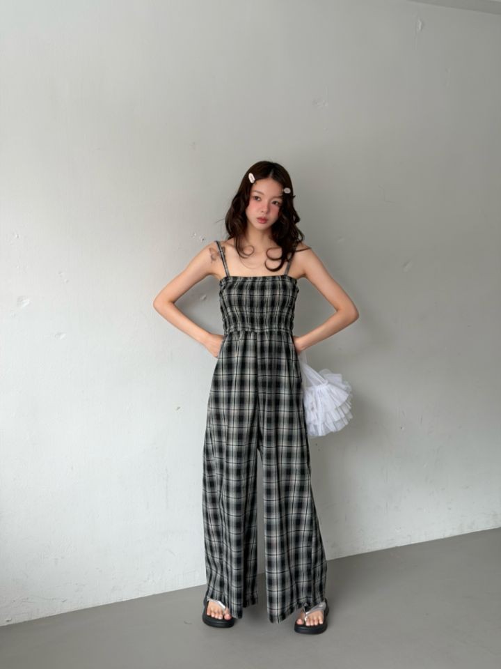 HEY/TO SEWING韓國直郵女士新款26夏季休閑熱賣連體褲格子BY HEY/TO SEWING連體褲