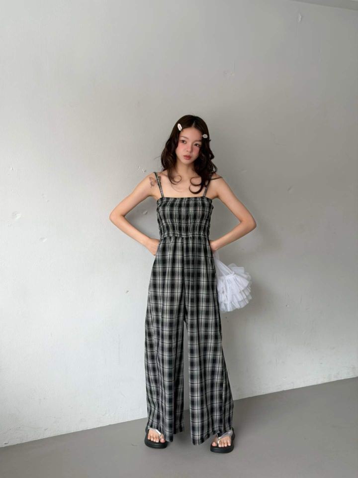 HEY/TO SEWING韓國直郵女士新品26夏季人氣時尚連體褲格子BY HEY/TO SEWING連體褲