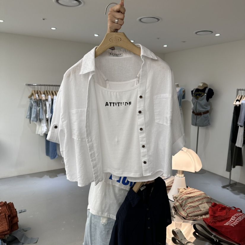 VAULT韓國直郵實拍女士新款休閑時尚26夏季襯衫蕾絲衫不含內搭VAULT襯衫/蕾絲衫