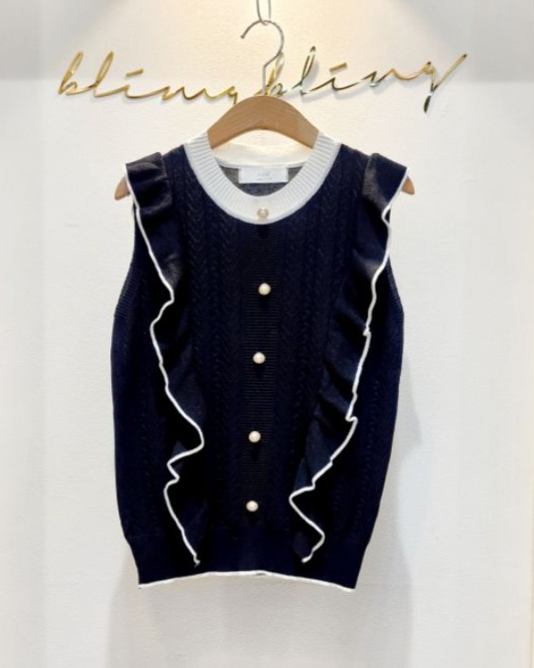 BLING BLING-S/RICO韓國直郵實拍女裝新品吊帶背心荷葉邊無袖BLING BLING-S/RICO吊帶/背心