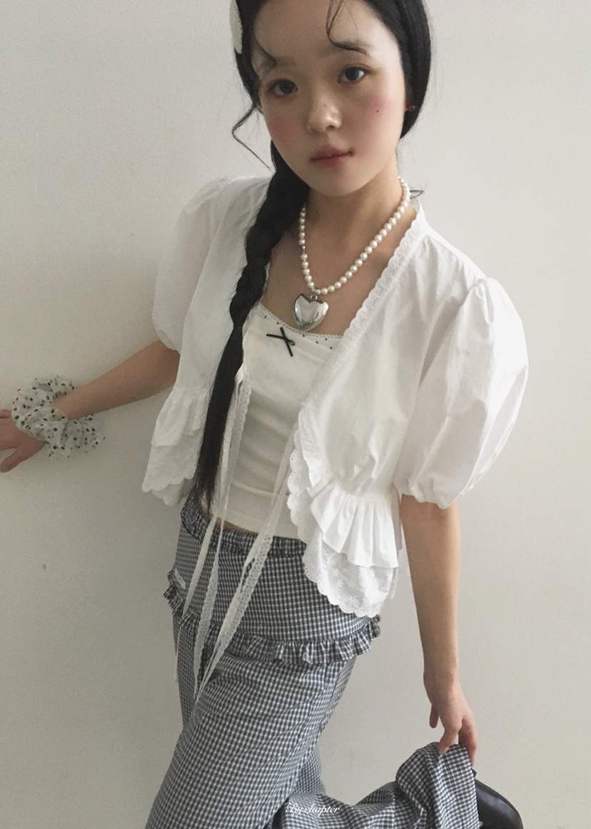 BY CHAPTER韓國東大門直郵女士新款休閑襯衫蕾絲衫不含內搭BY Chapter襯衫/蕾絲衫