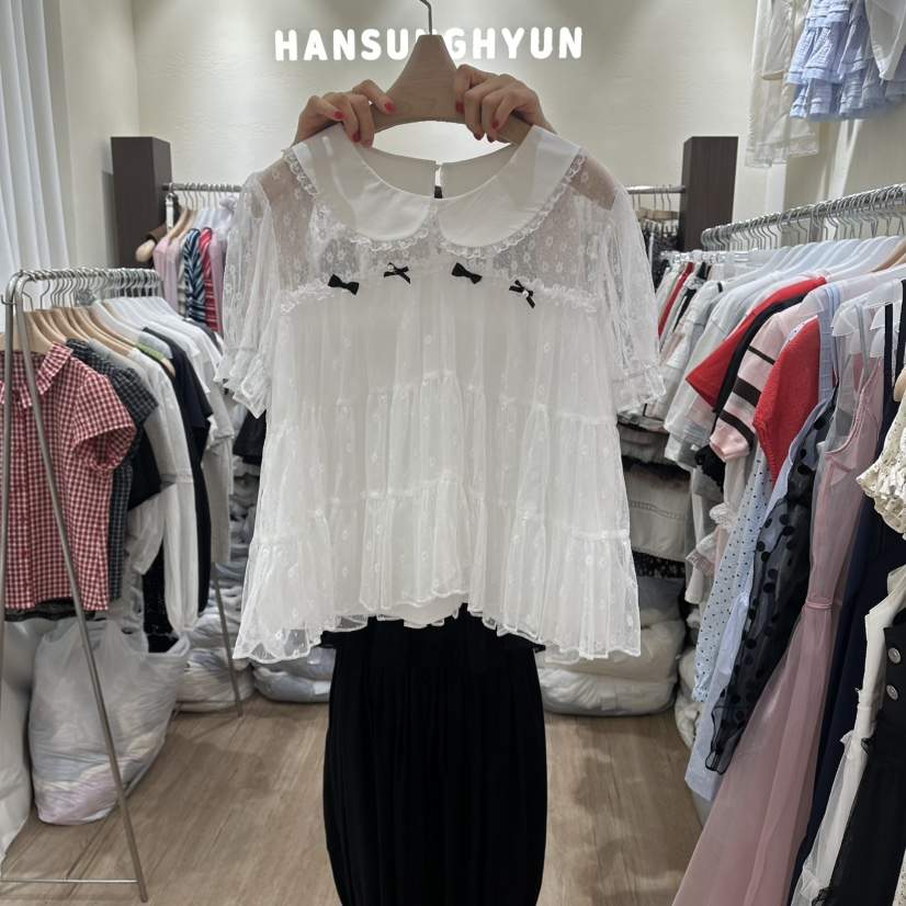 HANSUNGHYUN韓國直郵女裝新品推薦熱賣休閑襯衫蕾絲衫蕾絲HANSUNGHYUN襯衫/蕾絲衫