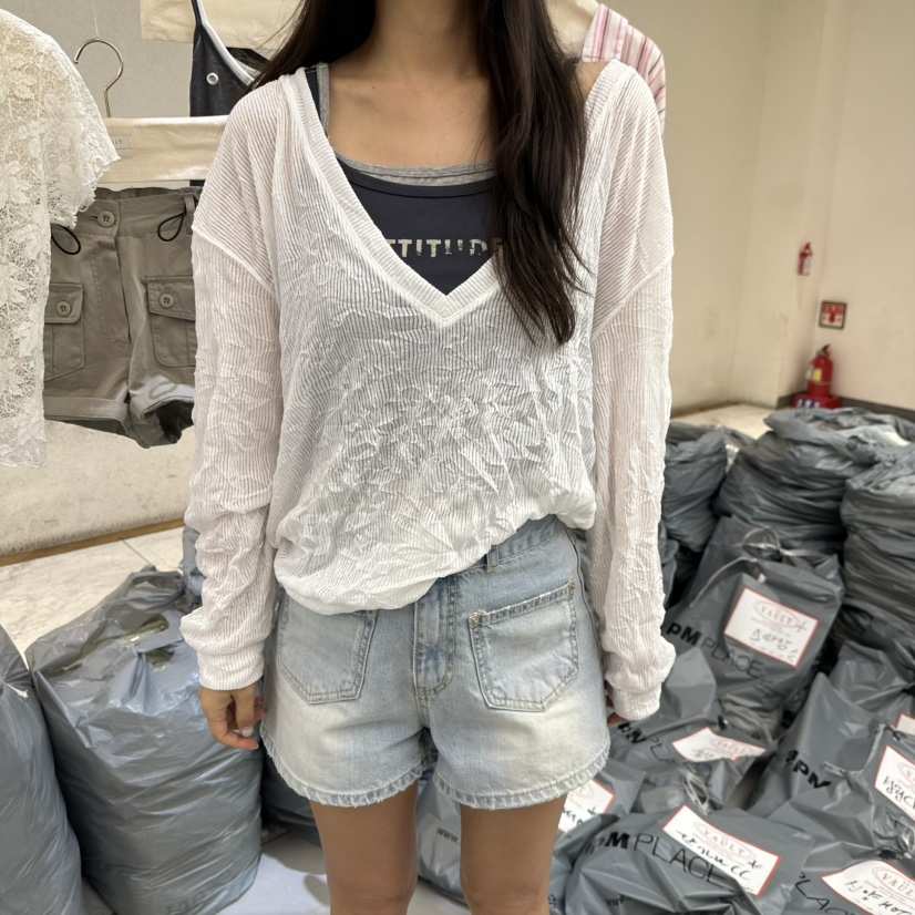 VAULT韓國代購女士新款26夏季休閑推薦熱賣長袖T恤不含內搭VAULT長袖T恤