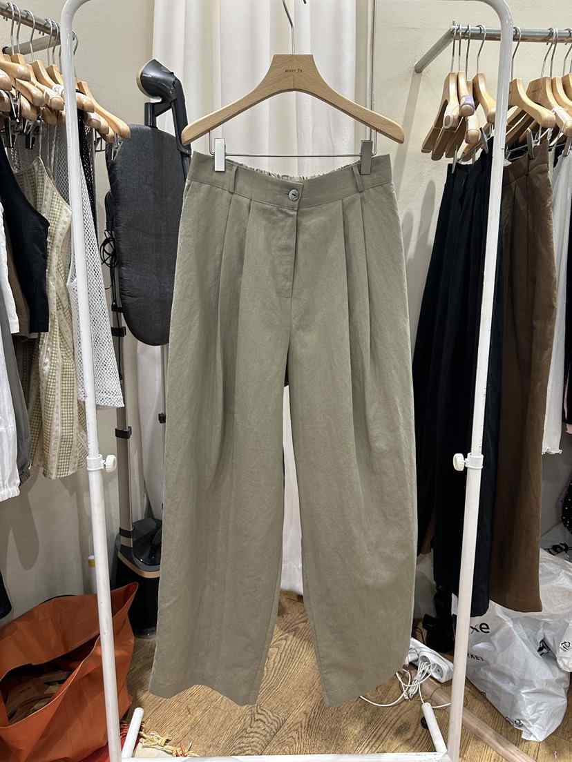 AUVERFIT東大門實拍韓國女士新品26夏季推薦休閑休閑褲亞麻AUVERFIT休閑褲
