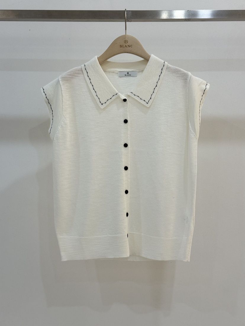 BLANC-A韓國直郵女士新品休閑人氣時尚26夏季針織衫刺繡無袖BLANC-A針織衫