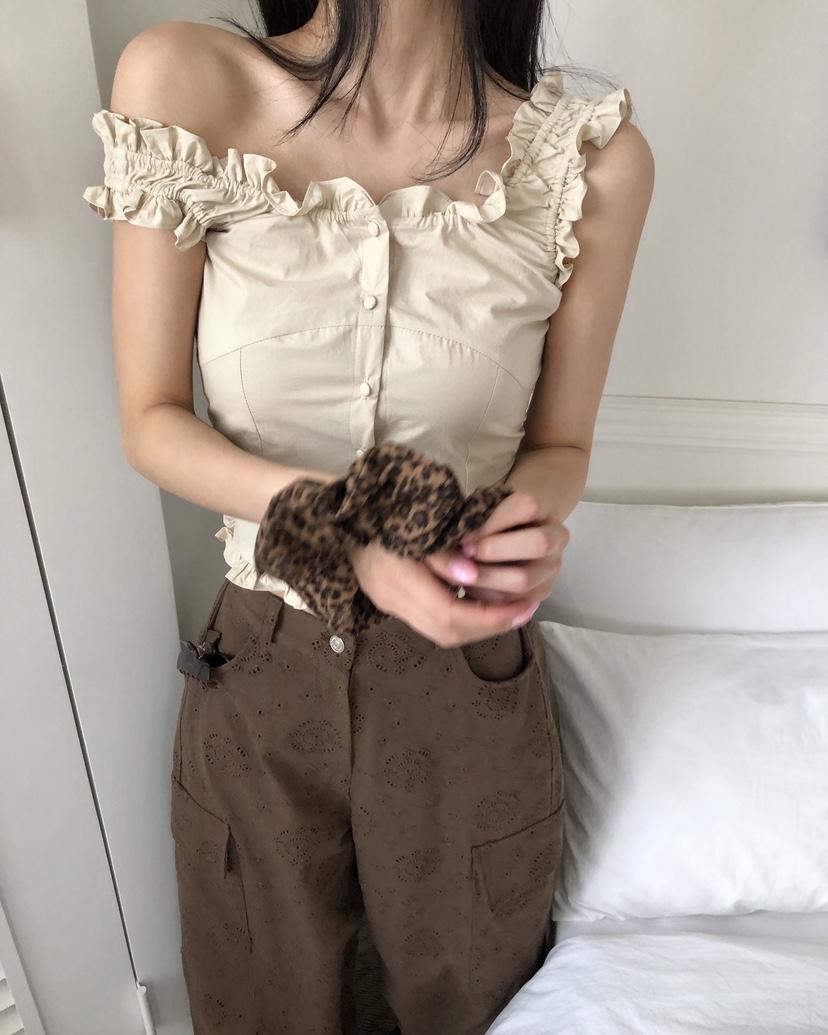 OKIE韓國直郵女士新款26夏季休閑推薦人氣襯衫蕾絲衫羊毛OKIE襯衫/蕾絲衫
